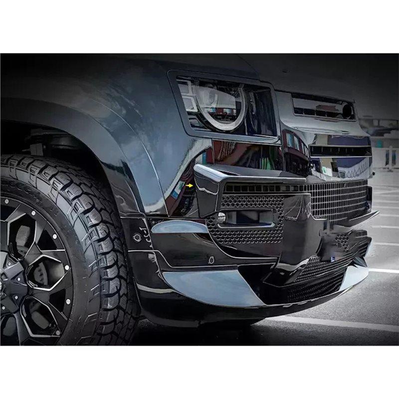 Car For Land Rover Defender 2020-2026 2Pc Front Bumper Lip Splitter Fin Glossy Black