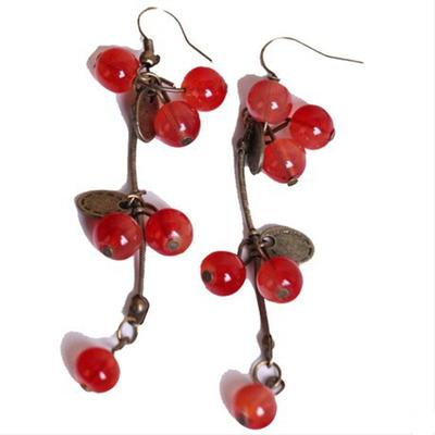 Modeschmuck für Frauen Korean Pop Rote Kirsche Niedlich Ohrring Großhandel Kleidung Schmuck