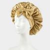 Bonnet de Nuit en Satin pour Femmes avec Nœud Papillon Lien Réglable Soin des Cheveux Bonnet de Nuit Doux en Soie