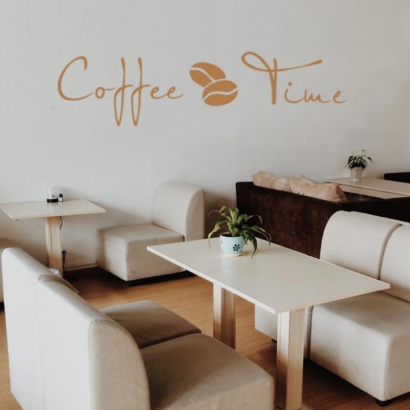 Small Coffee Time Wall Stickers In English Cafe Kitchen Decoration Carved Wall Stickers