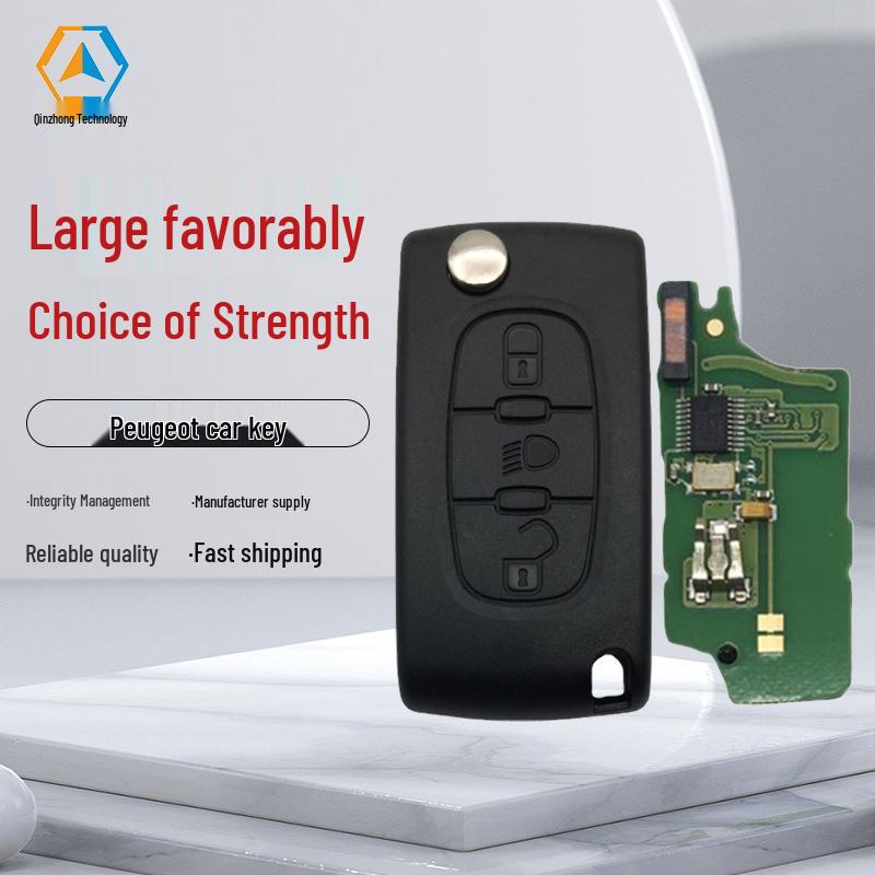 

Peugeot 3-Button Remote Key: 0536ASK, Light, 433 MHz, 7961 Chip 3 Button 0536 With Groove
