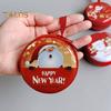 Children's Coin Purse Round Christmas Coin Pouch with Cartoon Pattern Zipper Closure Coin Case with Lanyard for Kids Coins Cash Keys Candies