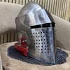 Handmade Medieval Barbute Helmet – 16 Gauge Steel Knight Armor, Wearable LARP Cosplay Helmet, Collector Gift