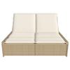 VidaXL Doppelliege mit Kissen beige Rattan, Sonnenliege, verstellbare Liege, Tagesbett 368183