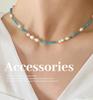 European-American Fashion Blue Stone & Freshwater Pearl Necklace