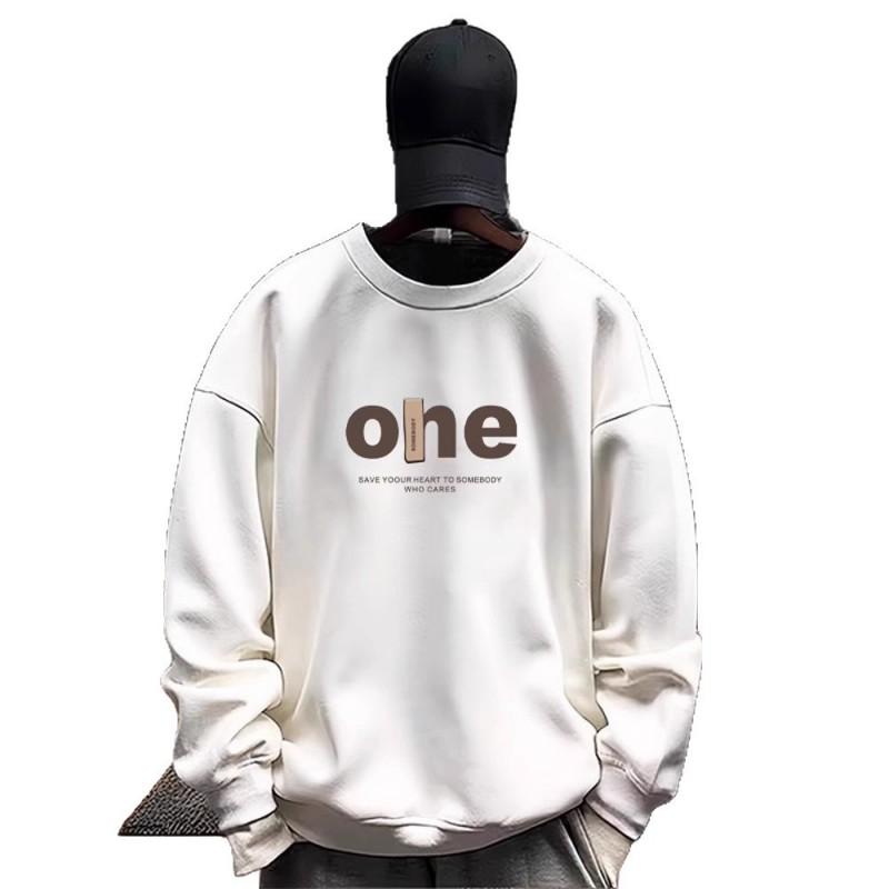 Mens Crewneck Sweatshirt Casual Streetwear Graphic Print Cotton Hoodie-Free Long Sleeve Solid Color