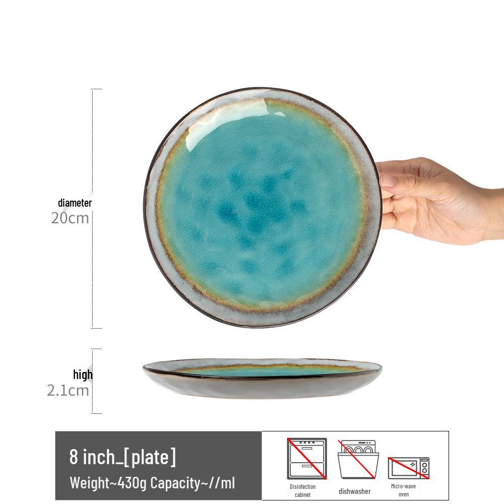 Special Ice Crackle Glaze Round Plates: Elegant Dessert & Snack Dishware for Home or Restaurant
