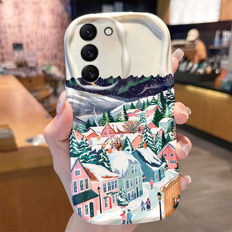 Red Christmas Bus Wave Case for Samsung Galaxy S25 S24 S23 S22 S21 Ultra Plus S20 FE A73 A72 A71 A56 A55 A54 5G A51 4G Cover