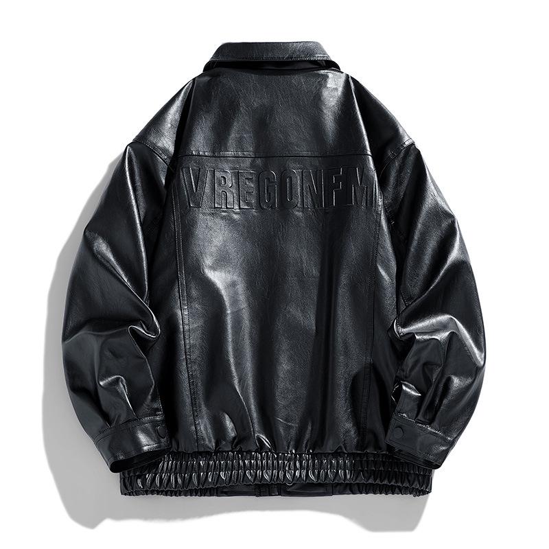 Men's PU Leather Stand Collar Motorcycle Jacket