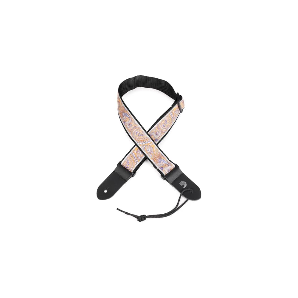 D Addario Jacquard Ukulele Strap, Paisley Pattern, Gray/Orange, 15UKE05 [Domestic Genuine Product]