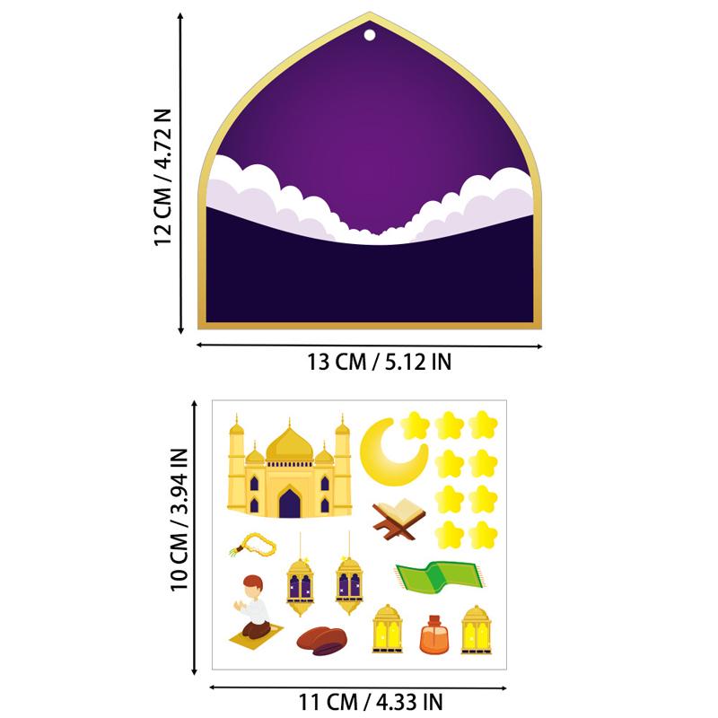 36 pezzi/set Kit Artigianale Adesivi per Festa Islamica Ramadan Etichette Regalo da Appendere Adesivi Luna Crescente Forniture per Festa Moschea Attività Decorazioni