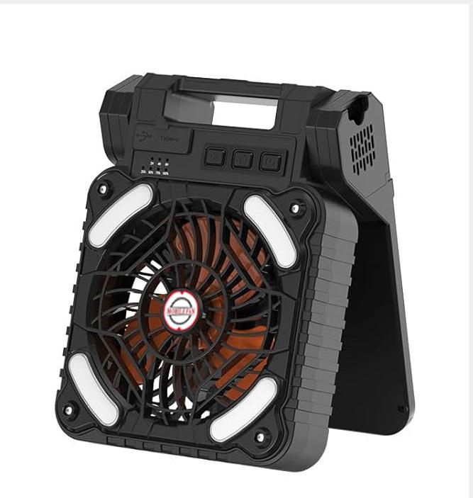 Factory Direct 10400mAh Rechargeable Solar Powered Portable Table Camping Fan with LED Lights Big Solar Panel Outdoor Tent Fan