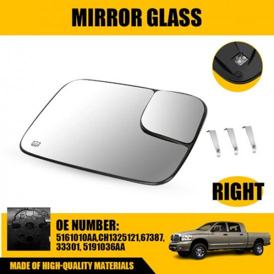 Heated Towing Mirror Glass Clear for Dodge Ram 1500 2500 3500 Passenger RH Side