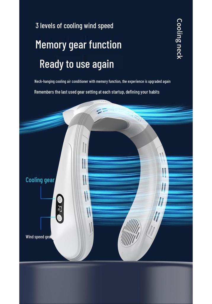Bladløs USB Kølende Halsventilator: Bærbar, Stor Kapacitet, Digitalt Display, Grænseoverskridende Japan & Sydkorea Design