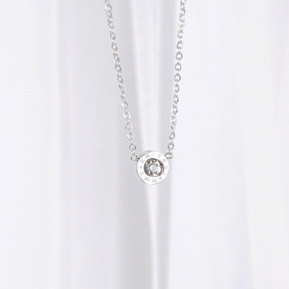 Roman numeral pendant surgical steel necklace_Ih