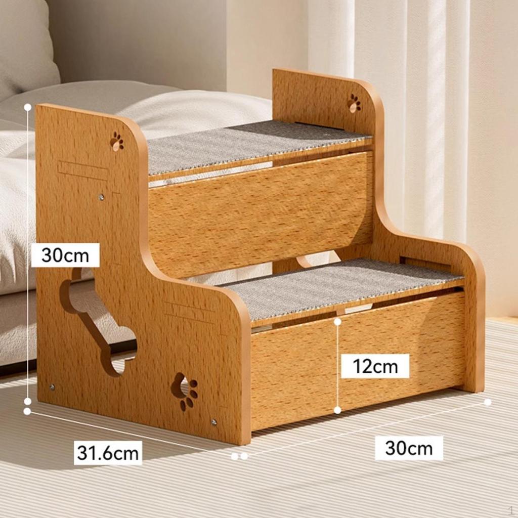 Dřevěné schůdky pro domácí mazlíčky přenosné s kobercem pro staré kočky Robustní psí rampy Stolička pohovka