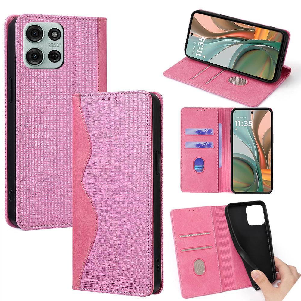 

For Motorola Moto G75 5G Leather Case Wallet Stand Phone Cover with RFID Blocking Pink