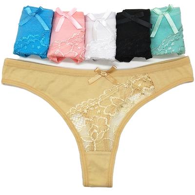 Ladies Lace Thong Panties Women G Strings Sexy Lingerie Femme Transparent Underwear For Female Solid Tanga Mujer 6 Pcs/lot