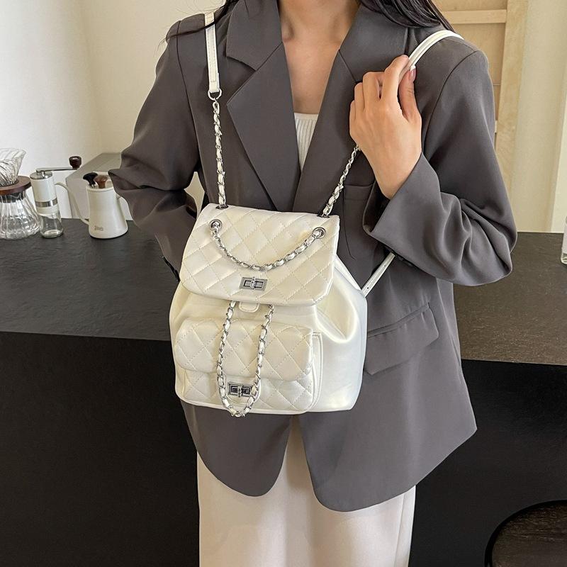 Mode Textur Rhombus gestickter Faden tragbare Umhängetasche Damen neue Kette Umhänge-Doppel-Schulter kleiner Rucksack