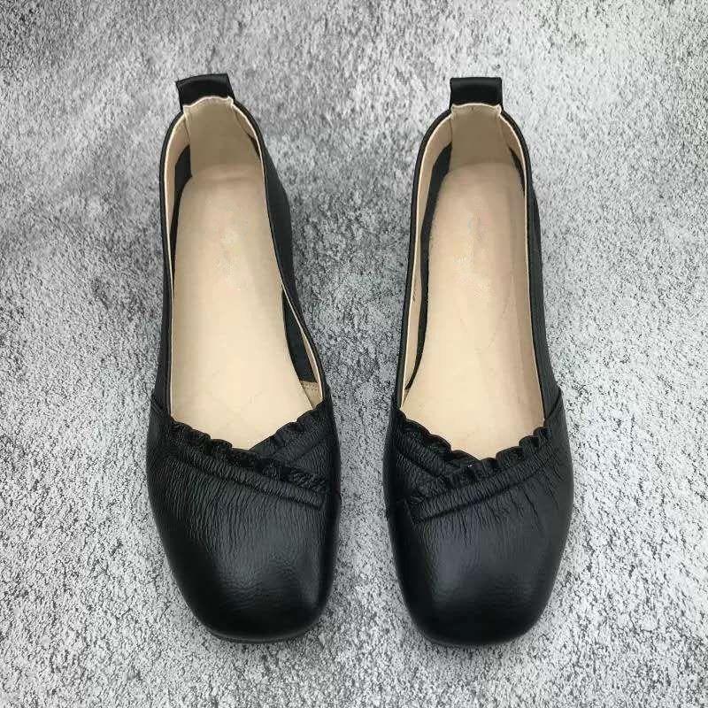 

Spring mother shoes women s single shoes soft leather soft sole versatile women s shoes non-slip flat beanie shoes nurse shoes 35