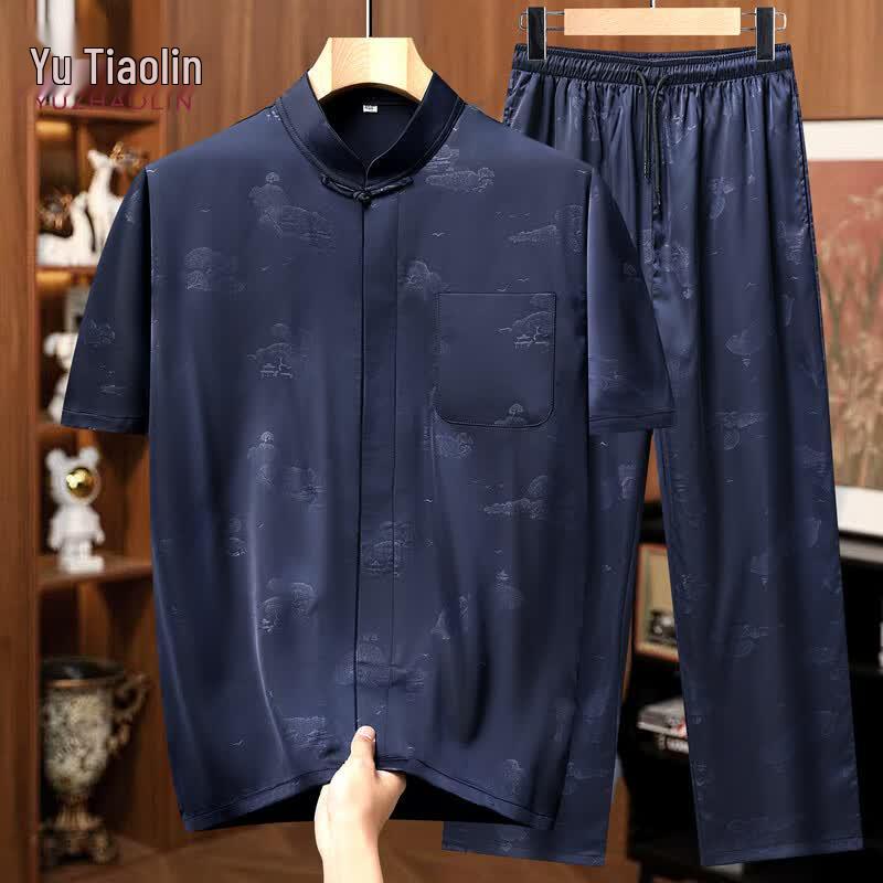 Yuzhaolin Men's Summer Tang Suit Set