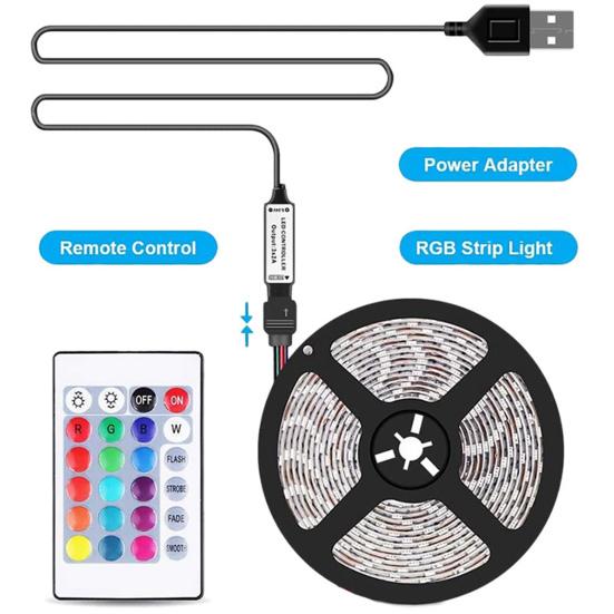 Strip Light LED Improve Ambience Vibrant Colors RGB Flexible Ribbon Adapter Strip Light