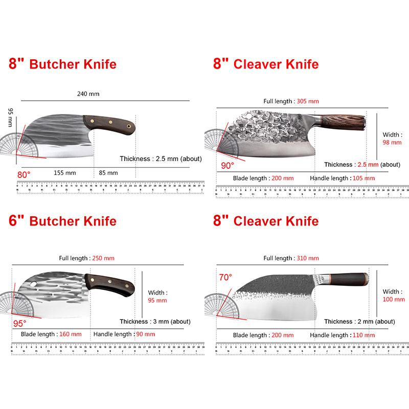 Butcher Slaughter Knife Chef Cleaver Meat Chop Vegetables Kitchen Knives Hand Forged Blade Wood Handle Heavy Knife Cooking Tools