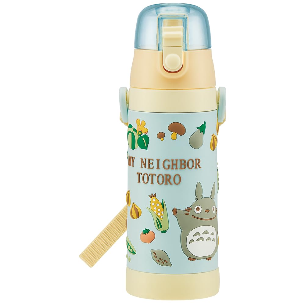 Skater Stainless Steel Water Direct Ghibli Vegetable 3D Lightweight and Sports Water Kids' Bottle, 480ml, Drink, Totoro, Colors, Print,