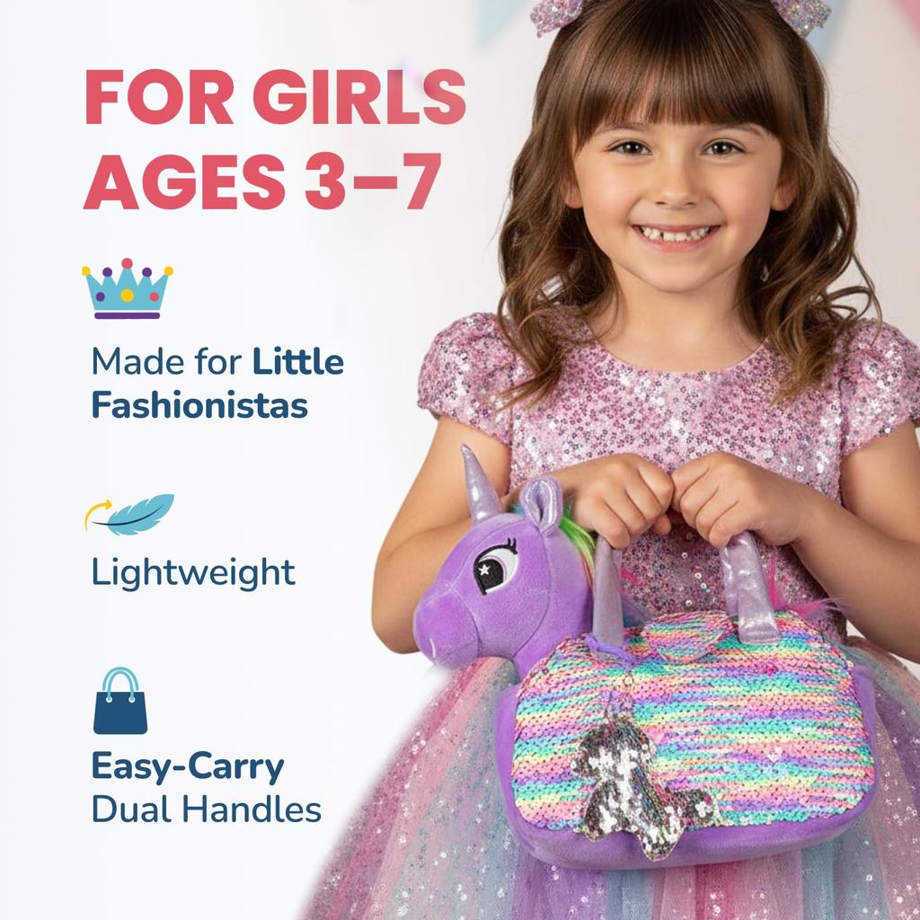 Little Jupiter Plush Pet Set Unicorn Toy Unicorn Gift for Girls Stuffed Animal Unicorn Plush Toy Reversible Sequins Charm Rainbow Ages - - - Kids' - -