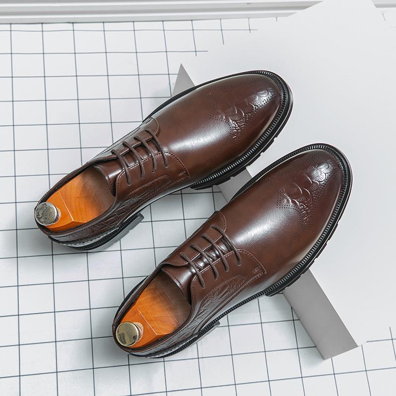 

Модная кожаная обувь для мужчин из натуральной кожи большого размера высокого качества дизайнерская формальная обувь повседневная обувь модные деловые оксфорды 38 коричневый