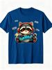 Cute Gaming Raccoon Pew Pew TShirt Cartoon Gamer Animal Graphic Tee Casual Cotton Short Sleeve Tshirt