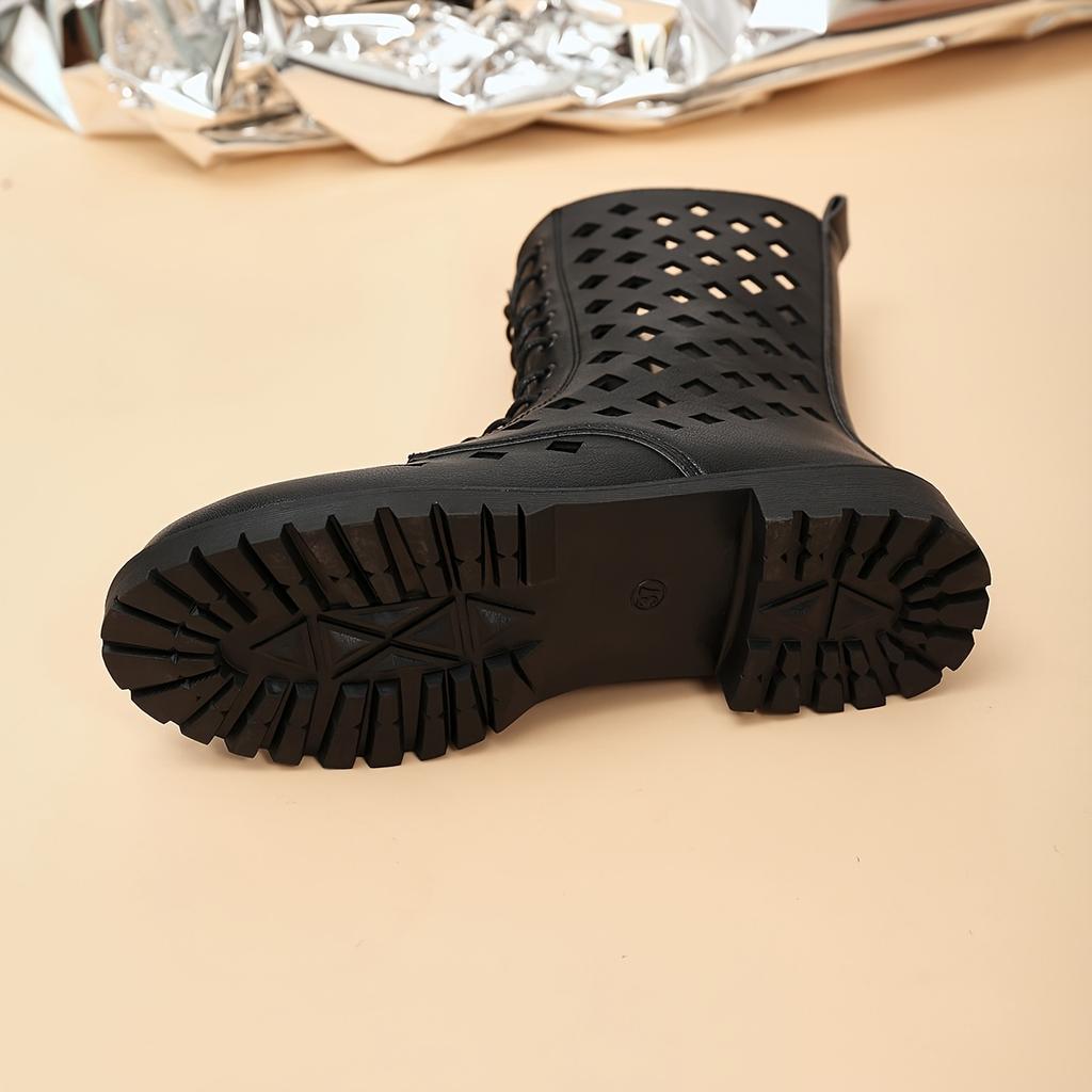 Spring 2025 New Hollow Martin Boots Boots Fashionable Vintage Women's Boots Side Zipper Low Top Women's Shoes