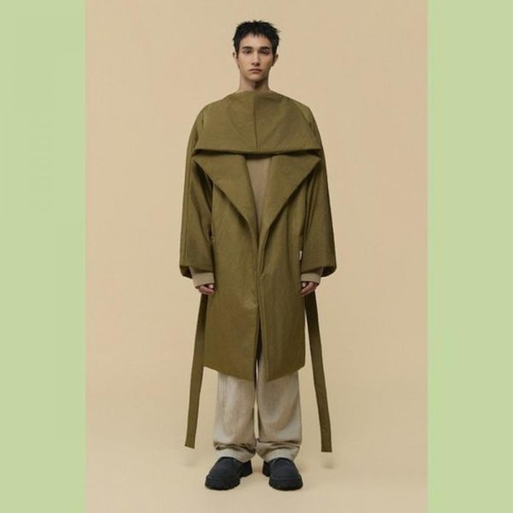 Customellow Gold Oversized Back Slit Robe Padded Coat Cwcaw25994khx