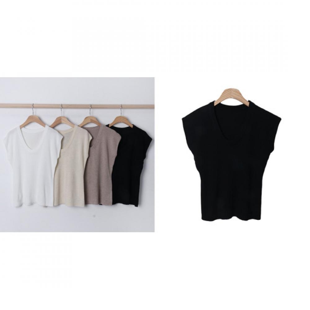 Shop Women S U Neck caSUal Cap Sleeve Slim Plain KniT T ShirT Black Jle Wkn