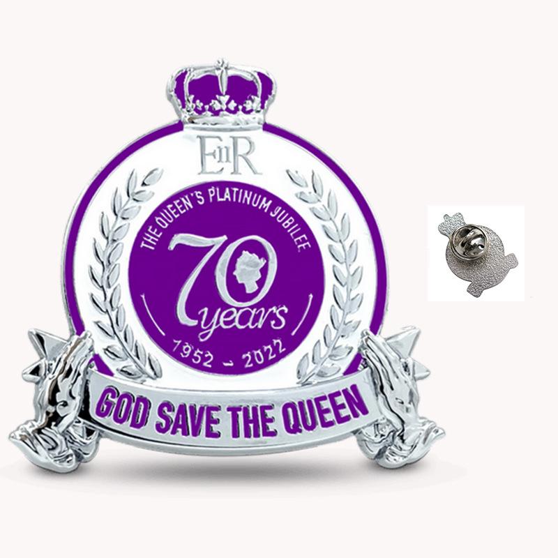 Queen Elizabeth II, Platinum Year, brooch, badge, commemorative medal