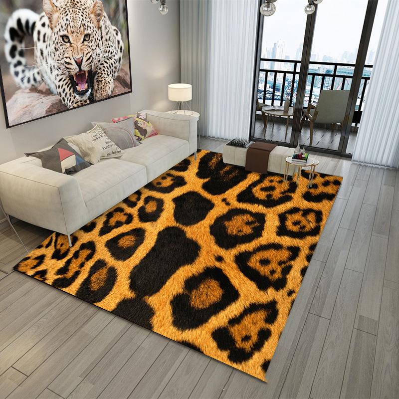 Tiger Print Animal Skin Printed Rug Non-Slip Stylish Floor Mat Wild Animal Pattern Carpet for Living Room Bedroom Home Decor