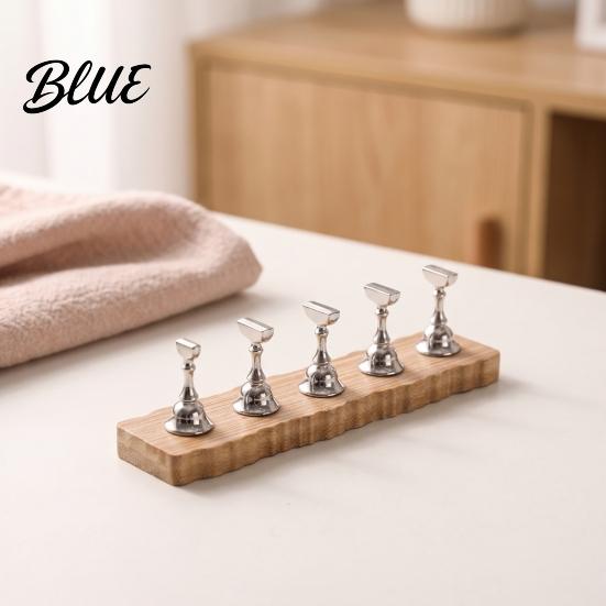 DIY Nail Art Tool Practice Stand with Wooden Base, Magnetic Press-on Holder Acrylic Display for Painting Nails, False Home Salon Manicure