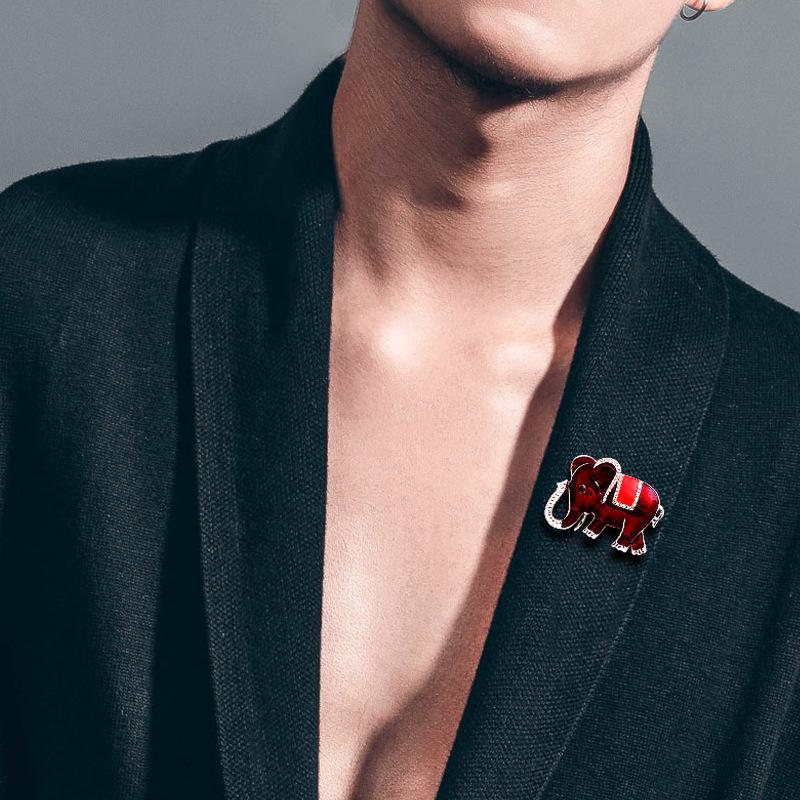 Lucky Elephant Rhinestone Brooch - Alloy Elephant Corsage Pin