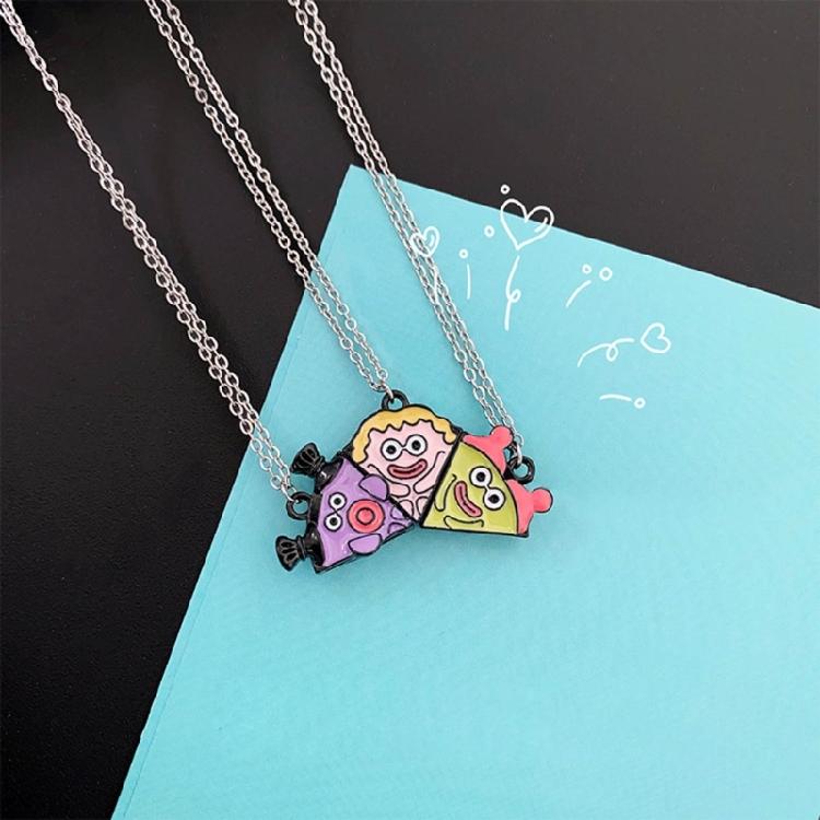 Cartoon Pizza Pendant Necklace for Women Girls, Magnetic Pendant Necklace