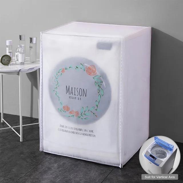 Housse pour machine à laver à chargement frontal pour tambour PEVA Protection solaire Anti-poussière Housse protectrice Machine à laver automatique Ménage