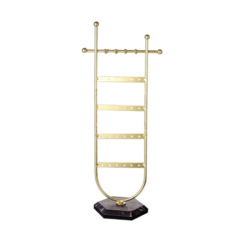 

Earring Holder U-Shape Jewelry Organizer Display Stand Marble-Base Necklaces Bracelet Showcase Rack Hanging-Storage-Case золотий