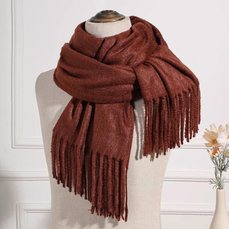 Imitation cashmere scarf women's autumn and winter mink hair men's scarf light luxury high-end sense solid color scarf Korean atmosphere sense
