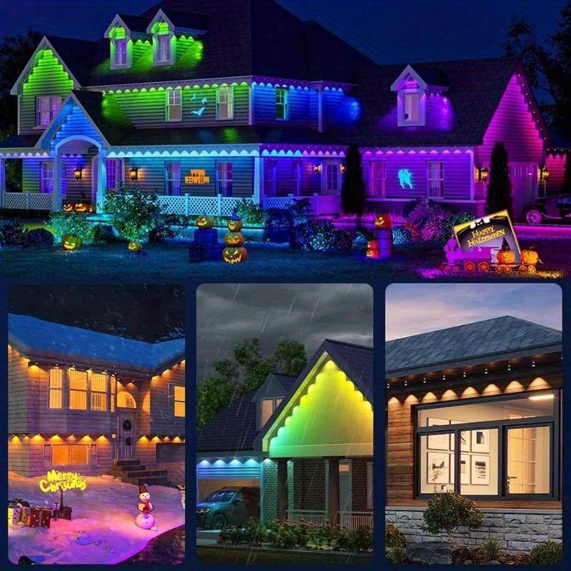200/300ft Permanent Outdoor LED Eaves Light Smart RGB String Lights Waterproof Lighting for House DIY Scene Holiday Decoration