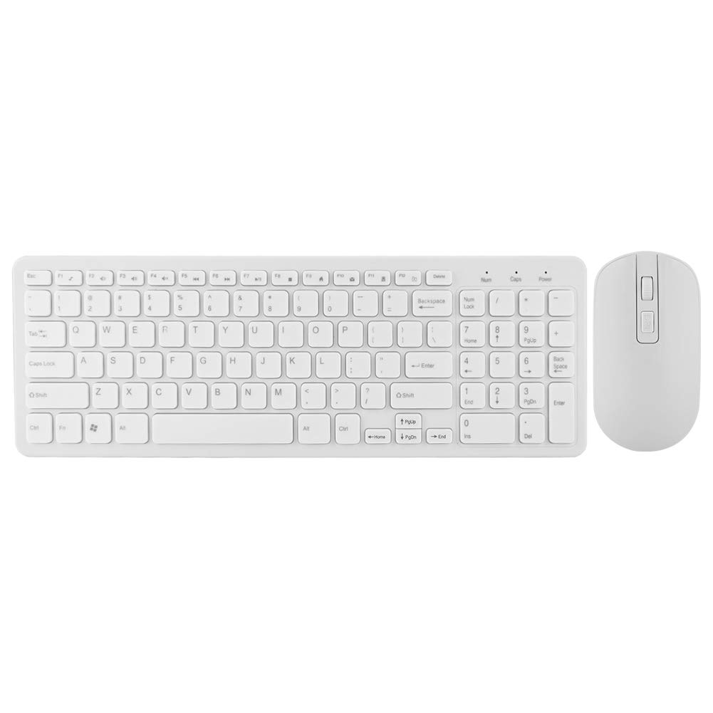 Wireless Keyboard and Mouse Set, 4 Colors Available, 2.4g Connection, ABS Material, for Learning, Work, and Gaming (White)