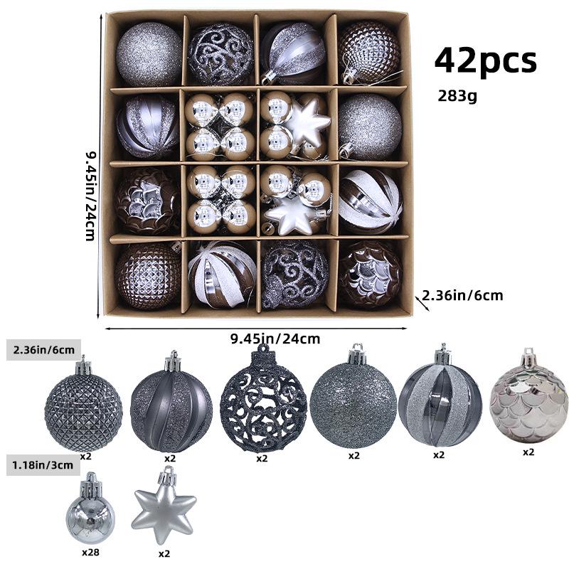6CM Electroplated Irregular Painted Christmas Ball Ornaments Gift Box Set - Tree Hanging Decorations