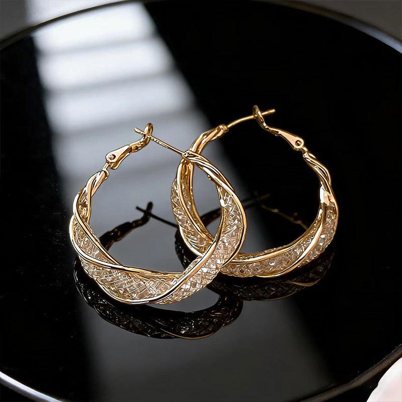 Luxury Large Exaggerated Diamond Hoop Earrings for Women - Cold Style Fashion Jewelry