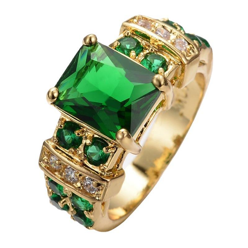 Jianjie Cross-Border Jewelry: Multicolor Inlaid Square Zircon Ring