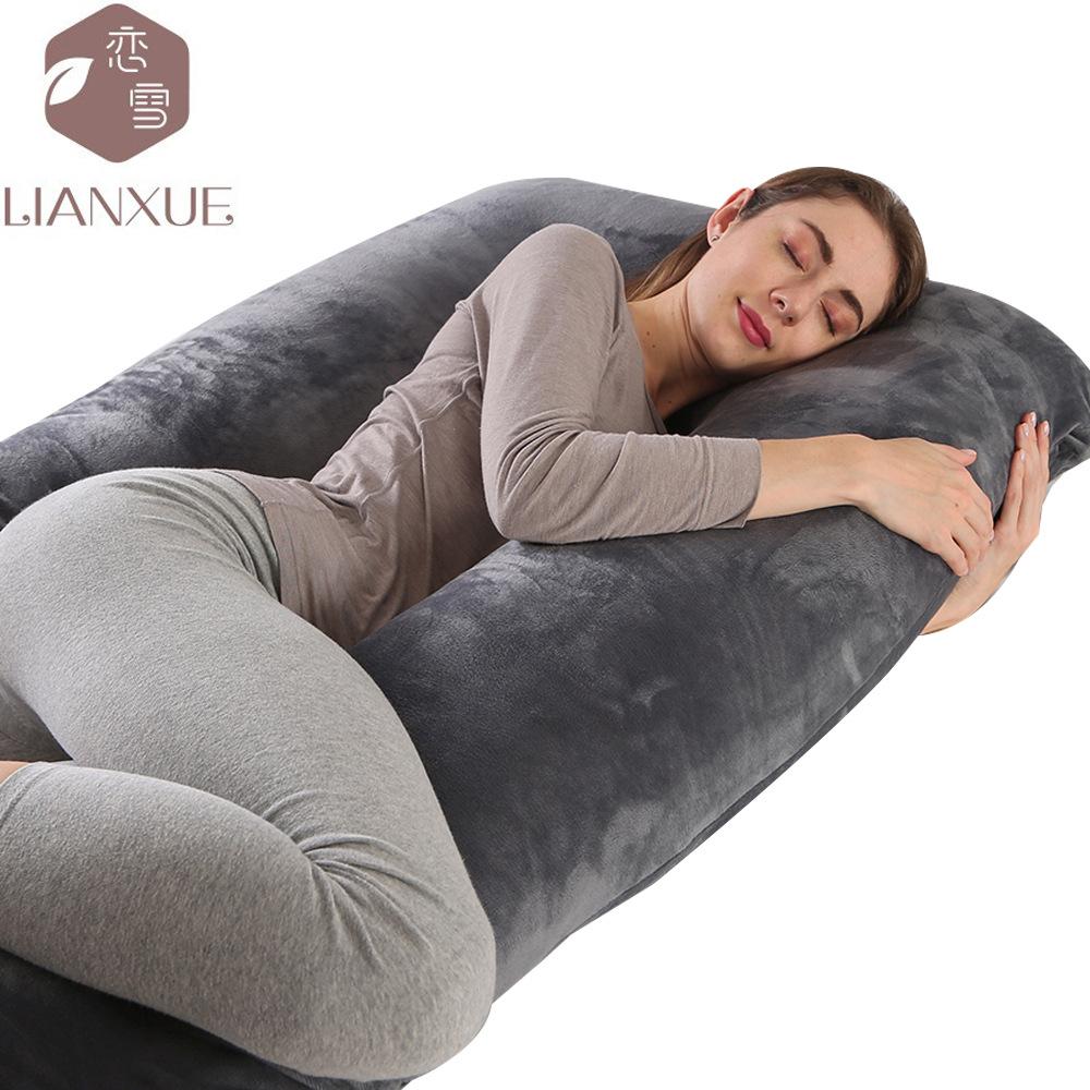 Crystal Velvet U-shaped Pregnancy Pillow Waist Protection Side Sleeping Pillow Breastfeeding Multifunctional Hug Pillow