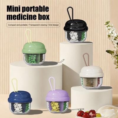 Mini Pill Storage Box with 4 Compartments Clear Visible Portable Travel Pill Case Medication Dispenser Capsule Pill Organizer Container