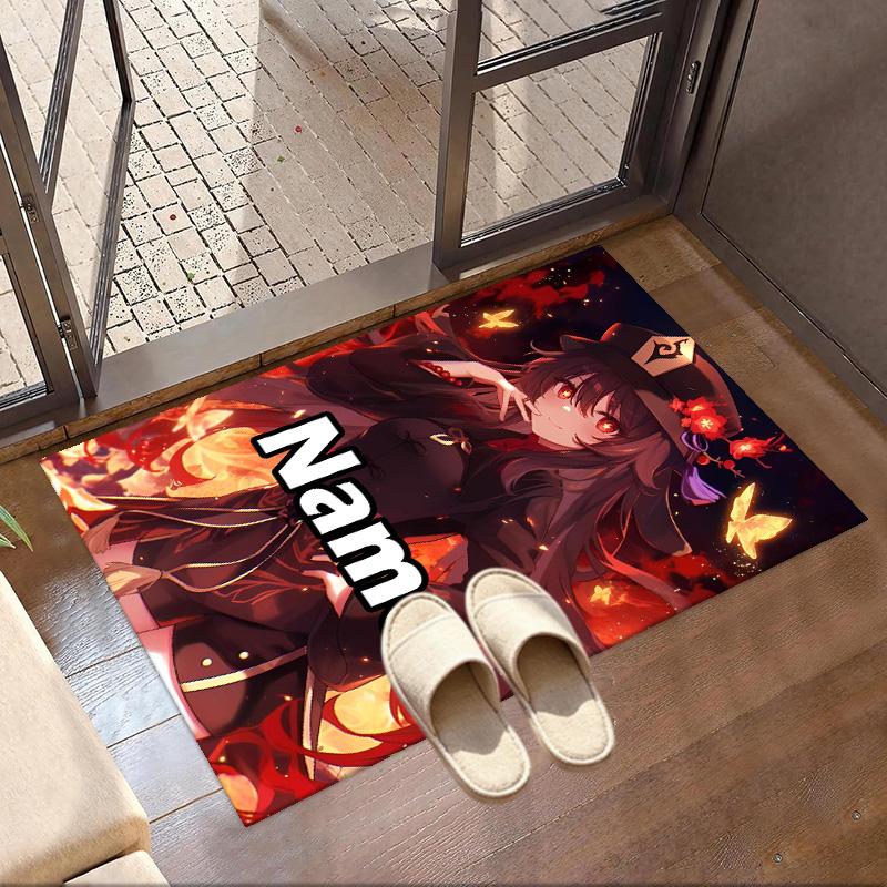 Custom Name Personalized Genshin Impact Print Carpet, Versatile Home Decor Rug, for Playroom, Apartment, Balcony, Entryway, Hallway Gift
